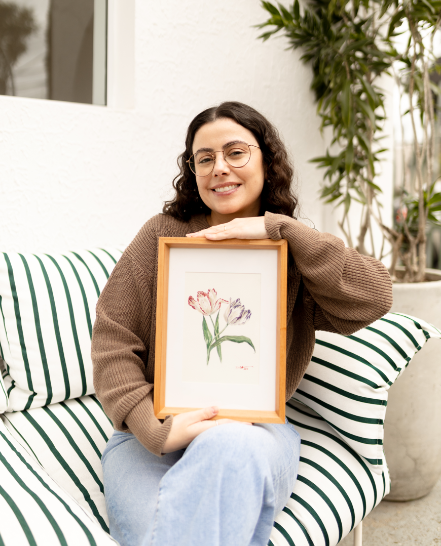 Releitura das tulipas de Mary Moser em aquarela